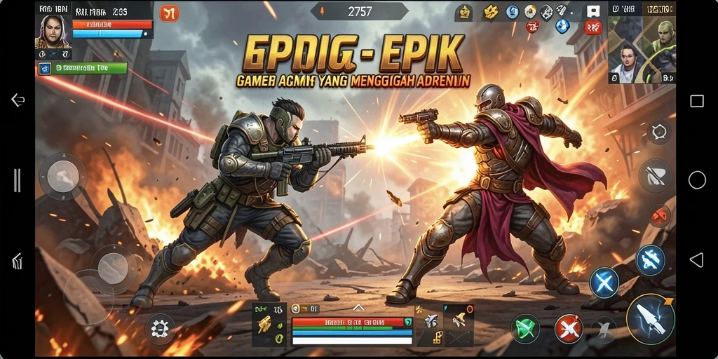 Screenshot utama 2757 menampilkan aksi pertempuran yang intens dan mendebarkan.