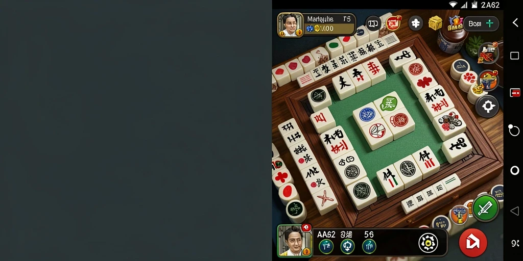 Gameplay Mahjong yang seru dalam AA62 dengan grafis menawan.