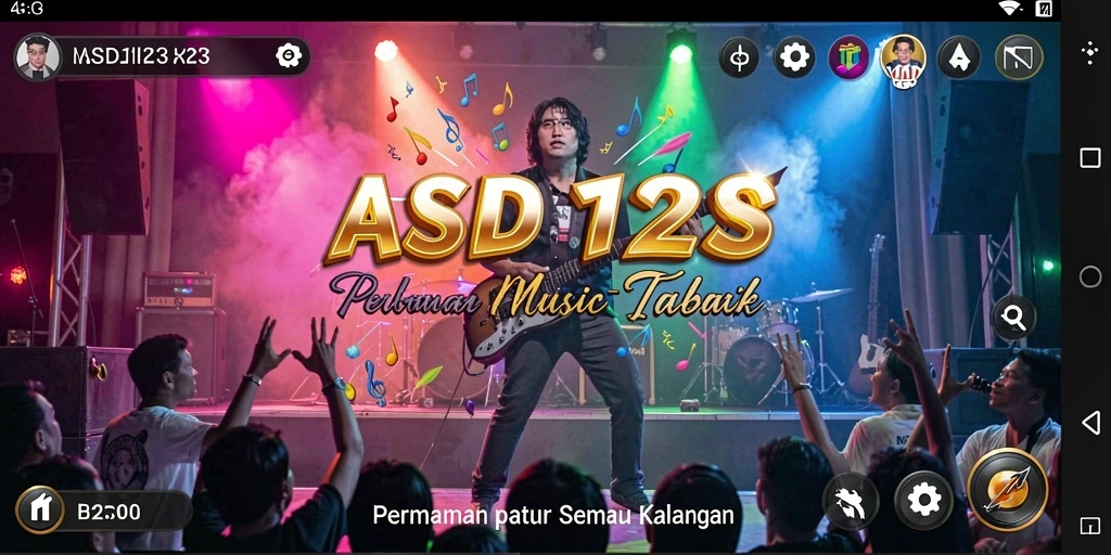 Tampilan gameplay seru dari aplikasi musik ASD123 yang membuat penggunanya terhibur.