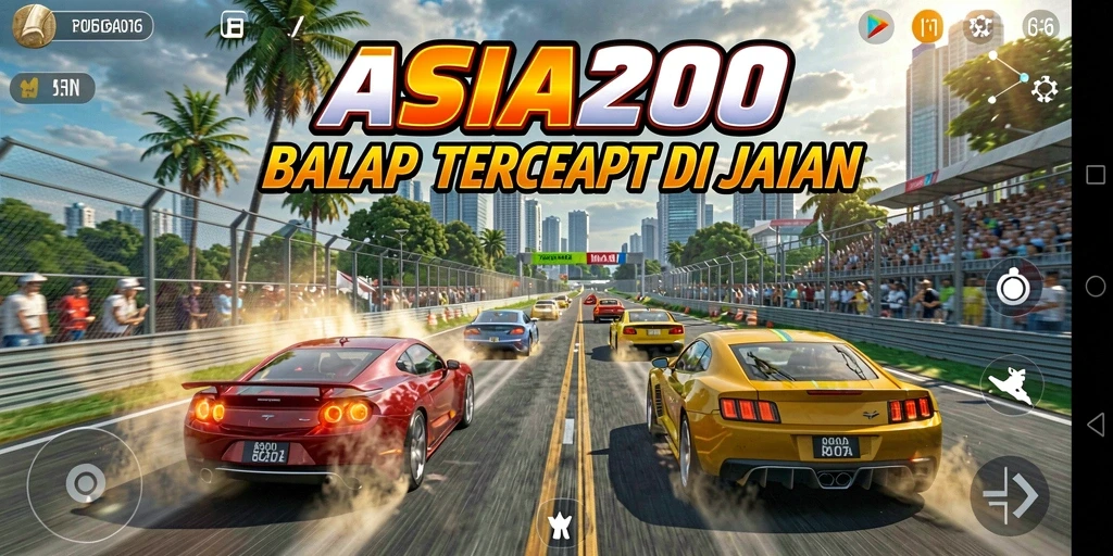 Screenshot ASIA200 menampilkan adrenalin balapan mobil yang mendebarkan.
