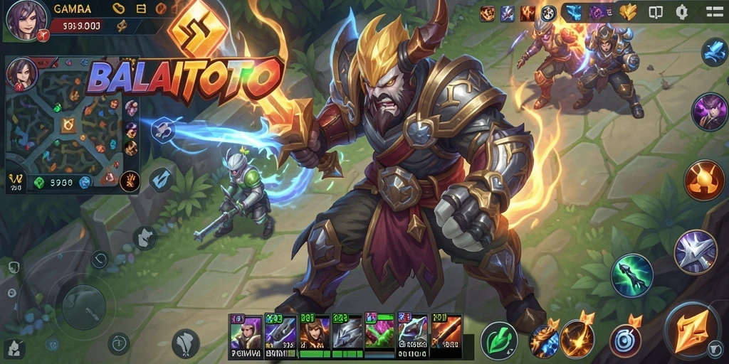Tampilan gameplay intens di BALAITOTO dengan aksi MOBA yang mendebarkan.