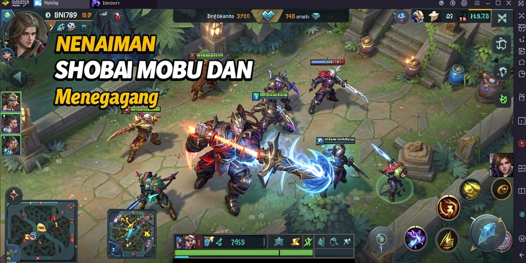 Screenshot gameplay BNI789 yang menampilkan aksi pertarungan tim.