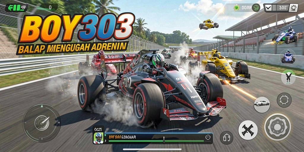 Screenshot BOY303 menampilkan aksi balapan yang seru dan cepat.