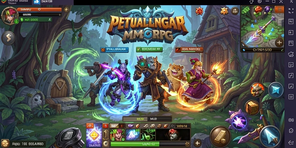Screenshot utama DAYA138 menampilkan pertempuran epik dalam dunia MMORPG.