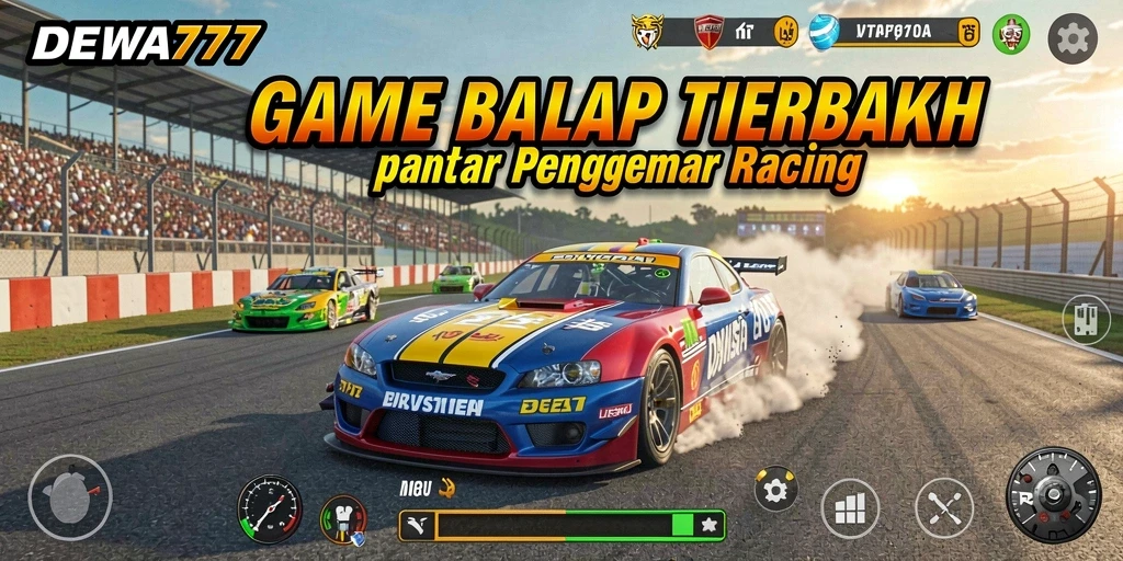 Tampilan gameplay seru DEWA777 saat balapan.