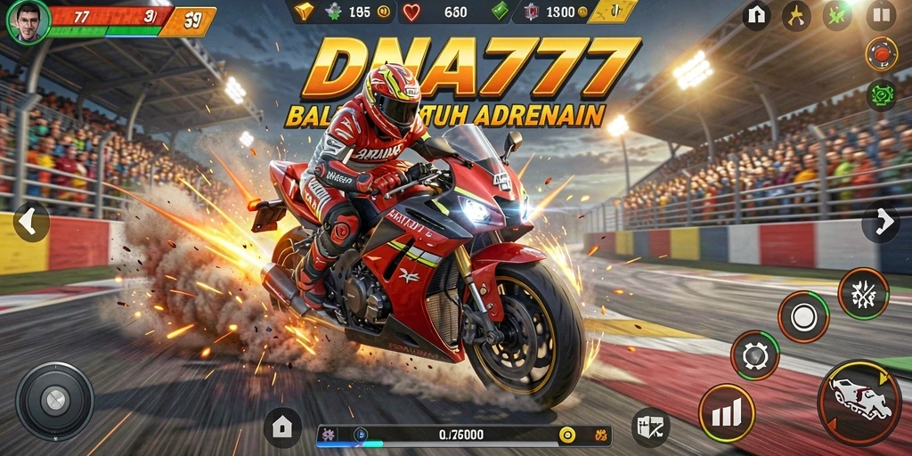 Gameplay balapan motor yang seru dan mendebarkan.