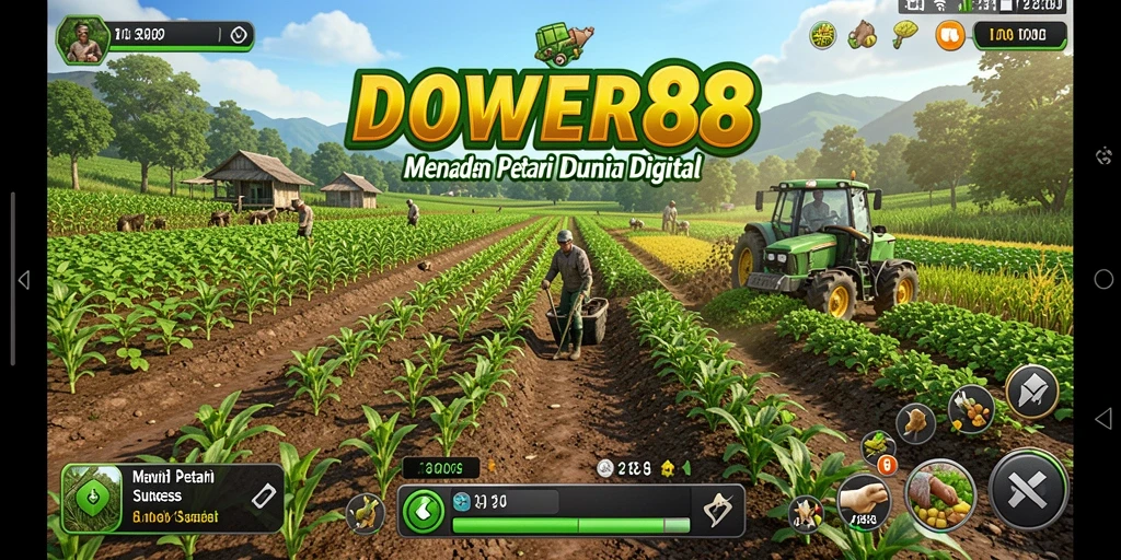 Tampilan gameplay DOWER88 dengan aktivitas bertani yang seru.