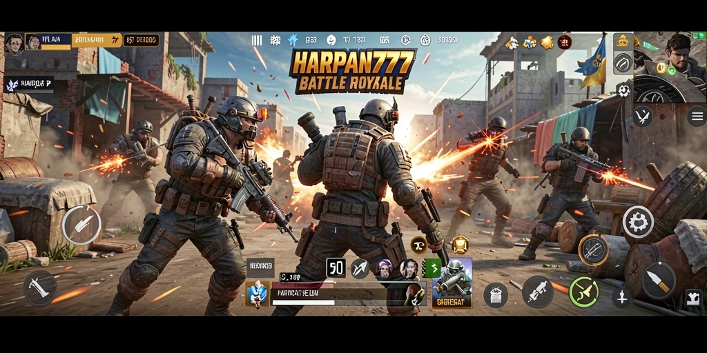 Tampilan seru gameplay pertempuran di HARAPAN777 dengan pemain yang bertarung.