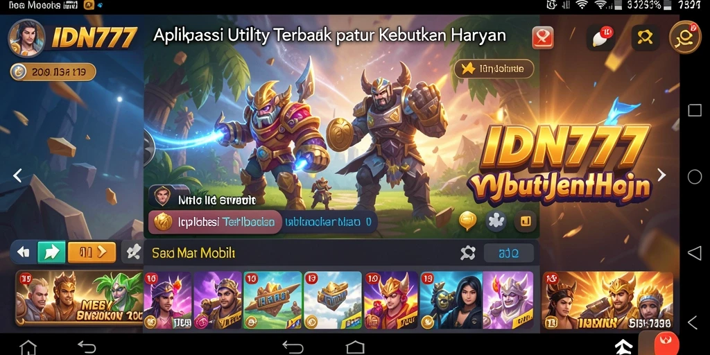 Tampilan antarmuka utama aplikasi IDN777 yang user-friendly.
