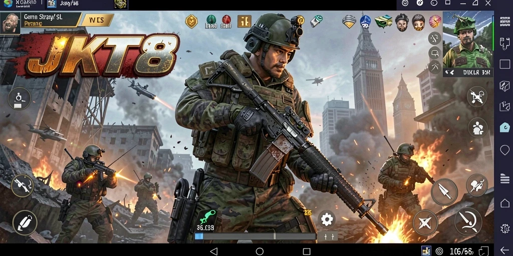 Tampilan gameplay menarik di JKT8 dengan aksi strategi seru.