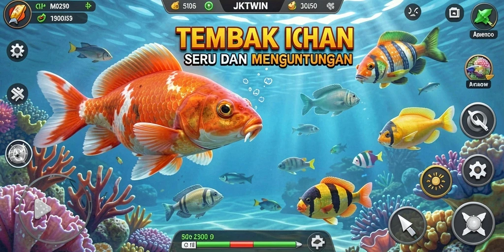 Screenshot utama JKTWIN menampilkan aksi seru dalam permainan Tembak Ikan.