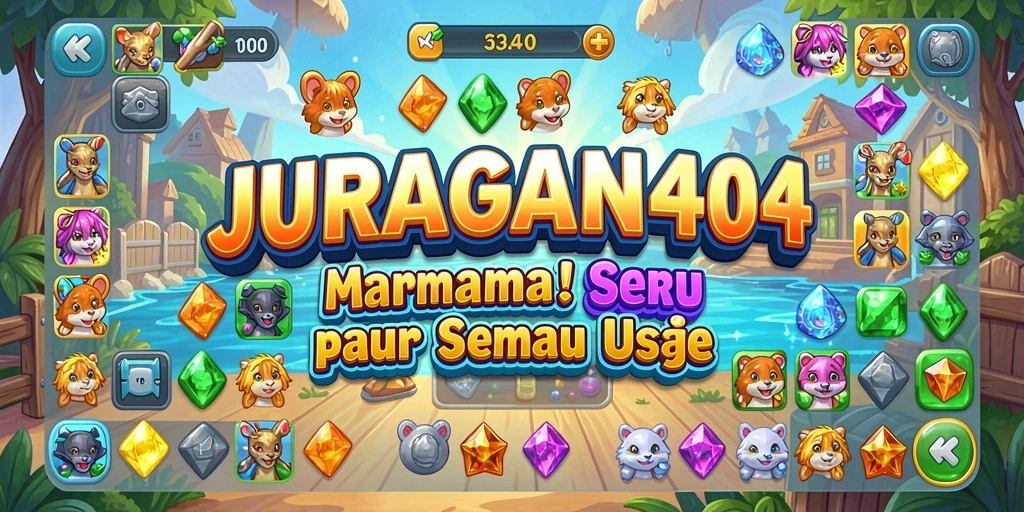 Tangkapan layar permainan <strong>JURAGAN404</strong> menampilkan aksi seru dalam mencocokkan elemen.