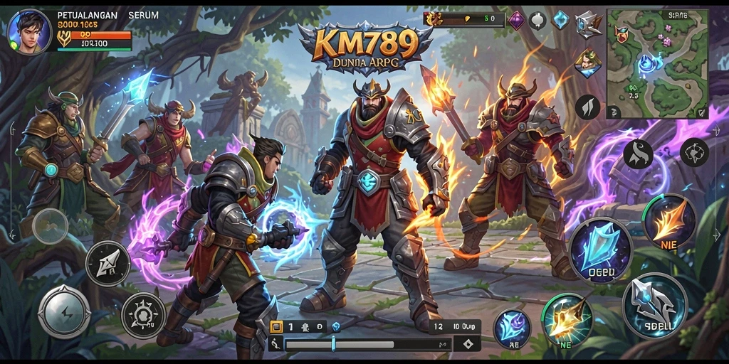 Screenshot gameplay KM789 menampilkan aksi pertarungan yang dinamis dan grafis yang memukau.