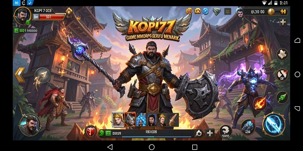 Screenshot gameplay KOPI77 yang menampilkan pertarungan epik dalam dunia MMORPG.