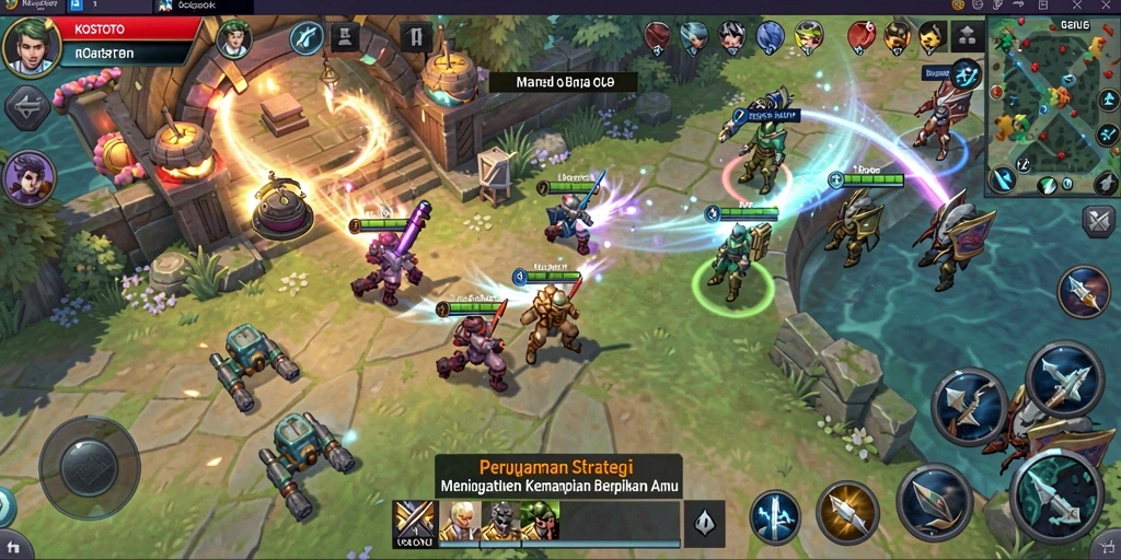Tampilan gameplay KOSTOTO yang intens dan strategi mendetail.