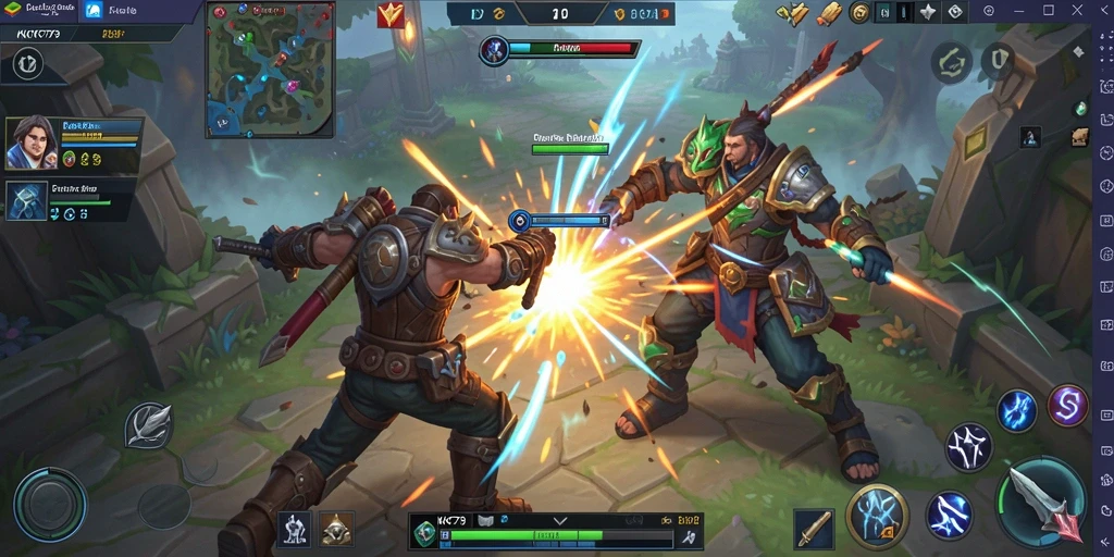 Screenshot gameplay KPK79 yang menampilkan pertarungan seru di arena MOBA.