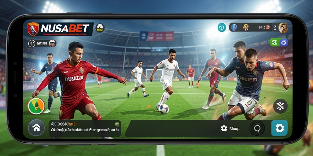 Screenshot gameplay NUSABET menunjukkan aksi pertandingan olahraga yang mendebarkan.