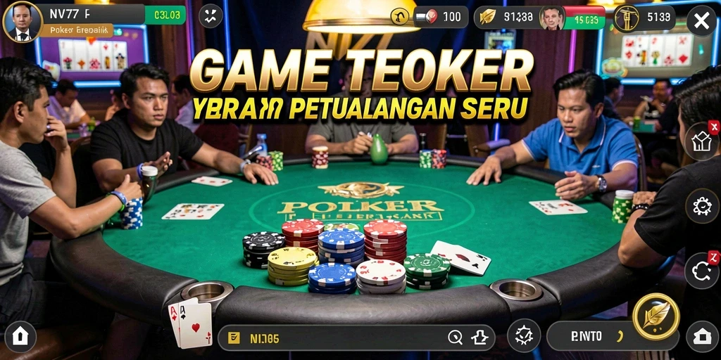Tampilan menarik gameplay dalam NV77 saat bermain poker.