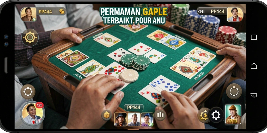 Tampilan gameplay PP444 dengan permainan Gaple yang seru.