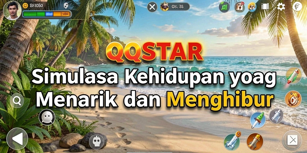 Tampilan gameplay QQSTAR yang penuh warna dan interaktif.