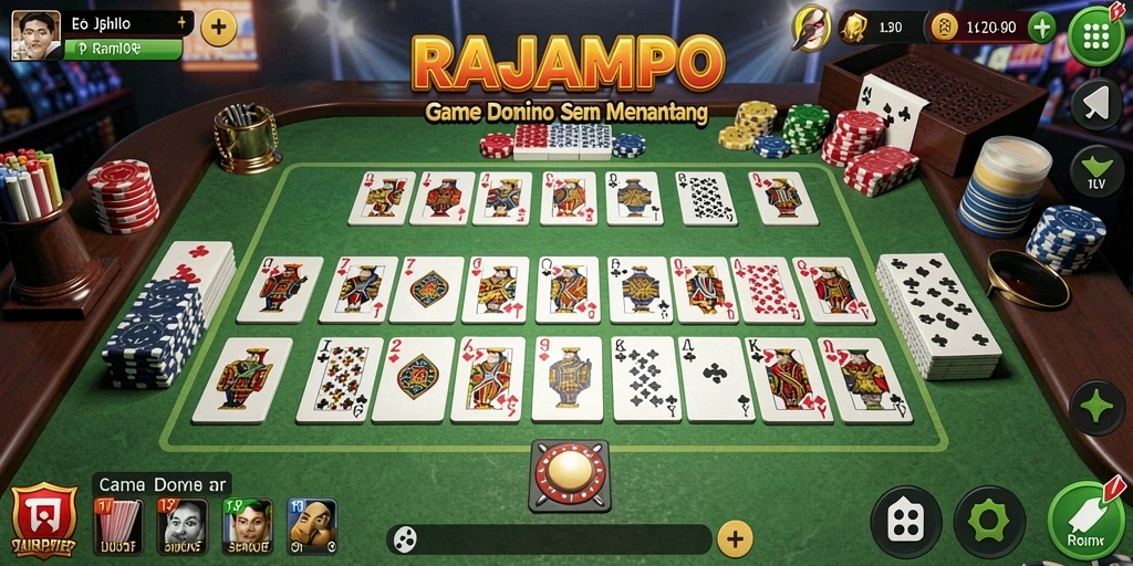 Tampilan gameplay seru dalam permainan Domino RAJAMPO.