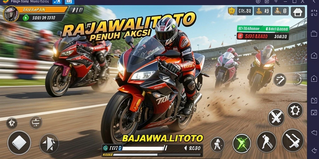 Tampilan menegangkan dari gameplay RAJAWALITOTO saat balapan motor.