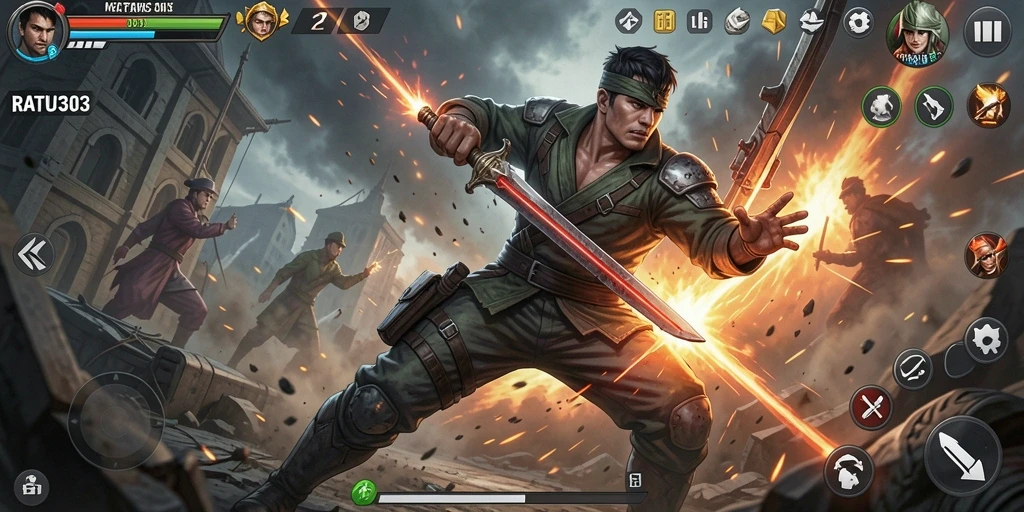 Gameplay seru RATU303 dengan aksi pertarungan mendebarkan.