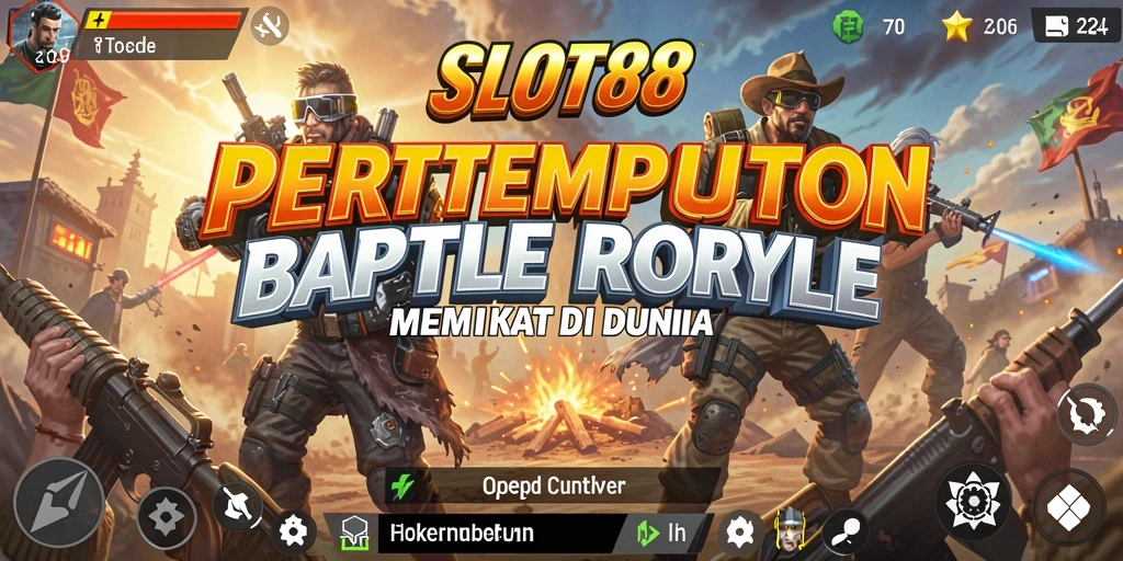 Screenshot utama SLOT88 menampilkan aksi seru di medan perang Battle Royale.