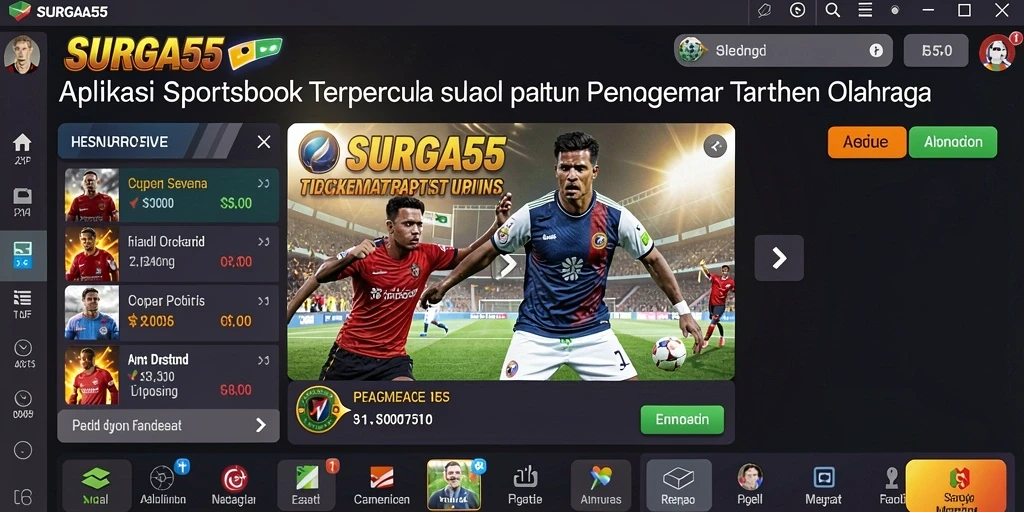 Tampilan antarmuka utama SURGA55 dengan fitur sportsbook.