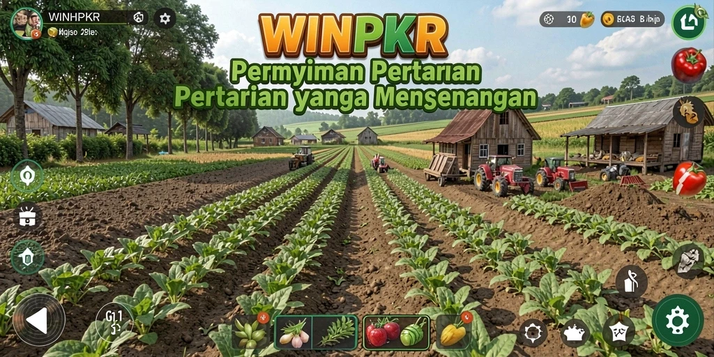 Screenshot gameplay <strong>WINPKR</strong> menunjukkan aktivitas pertanian yang seru.