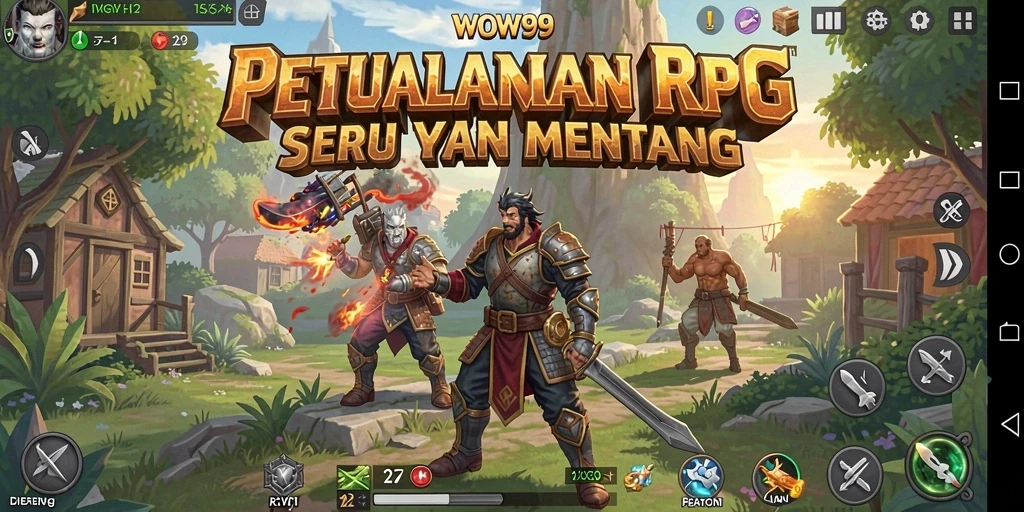 Tampilan utama gameplay WOW99 menampilkan pertarungan epik di dunia fantasi.
